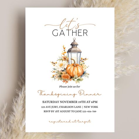 Thanksgiving Dinner Invitation Template Autumn Gathering Editable Fall Invite Fall Gathering Invitations, Thanks Giving Invitation Template, Harvest Invitations, Friends Giving Invitation Free, Thanksgiving Invitation Template Zazzle, Dinner Invitation Template, Thanksgiving Celebration, Dinner Invitations, Dinner Themes