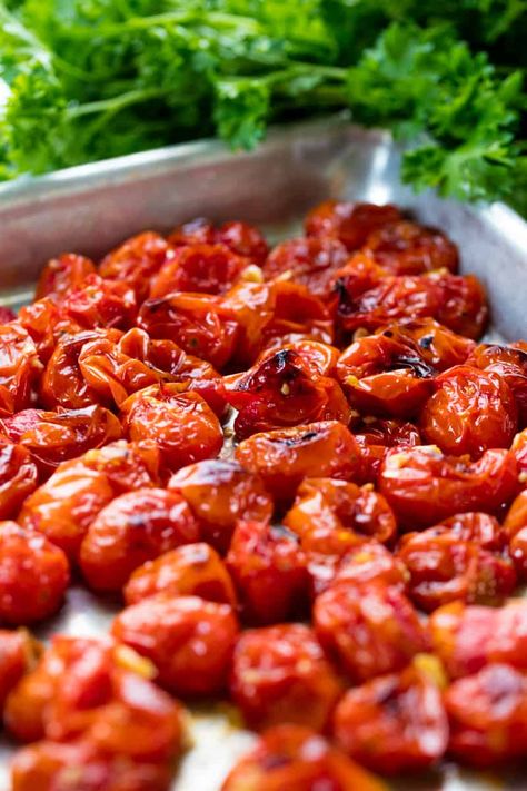 How To Roast Cherry Tomatoes In The Oven, Roasting Cherry Tomatoes In Oven, Roasting Cherry Tomatoes, Roasted Tomato Recipes, Oven Roasted Cherry Tomatoes, Roasted Grape Tomatoes, Cherry Tomato Recipes, Oven Roasted Tomatoes, Baked Tomatoes