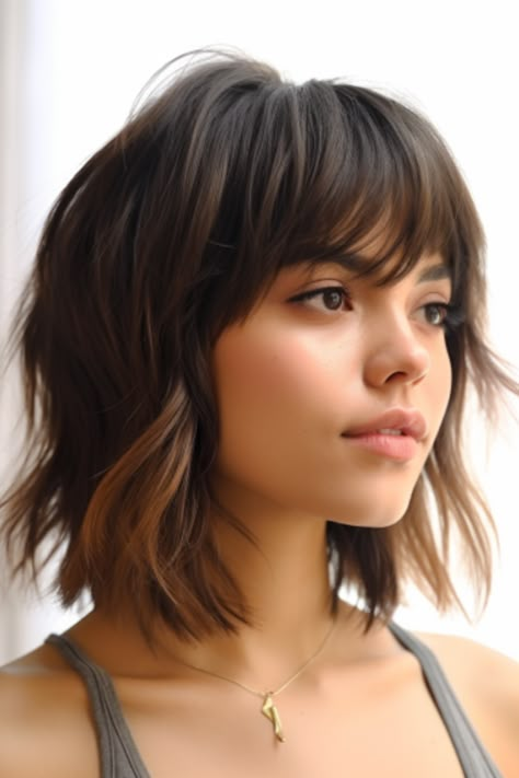 Consider getting curtain bangs with a cut for a retro yet timeless vibe. The curtain bangs beautifully frame your face, while the shaggy layers add texture and dimension. Click here to check out more beautiful short shaggy haircuts for fine hair. Shaggy Haircuts For Fine Hair, Short Haircuts With Bangs, Short Shaggy Haircuts, Shaggy Haircuts, Classic Bob, Chin Length Hair, Hair Color And Cut, Haircuts For Fine Hair, Short Hair Haircuts