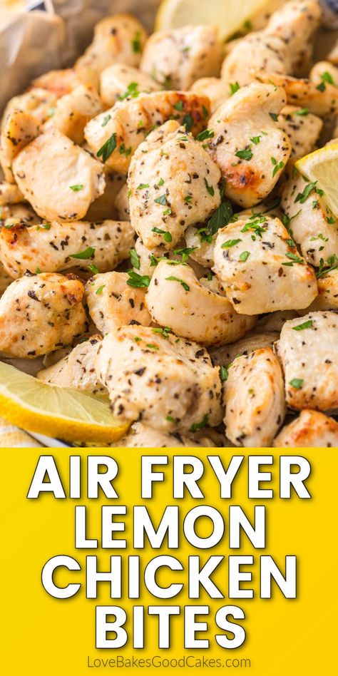 Air Fryer Lemon Chicken Bites recipe Lemon Chicken Bites, Air Fryer Lemon Chicken, Chicken Bites Recipe, Chicken Bites Recipes, Recipe Air Fryer, Air Fryer Oven Recipes, Air Fry Recipes, Air Fryer Recipes Chicken, Air Fryer Dinner Recipes