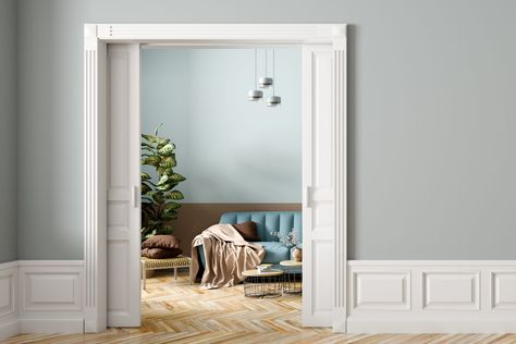 Pocket Doors Are Making a Comeback—Discover Their Unique History Pocket Doors With Handles, Space Saving Door Ideas, Interior Door Installation, Updated Victorian, Space Saving Doors, Sliding Wood Doors, Lake House Kitchen, Sliding Pocket Doors, Separating Rooms