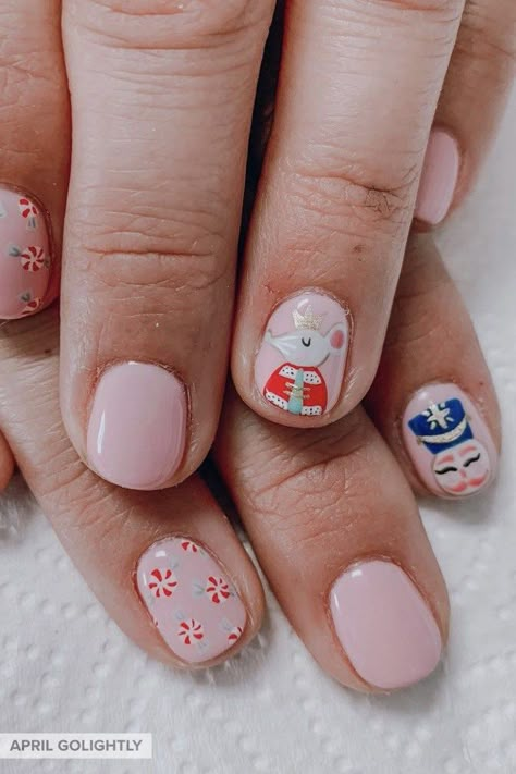 Nutcracker nails that are Christmas Nail Art Designs - April Golightly #nutcracker #nailart #naildesigns Nutcracker Inspired Nails, Colorful Christmas Nail Designs, Nutcracker Christmas Nails, Nutcracker Ballet Nails, Nutcracker Nail Art, Nutcracker Nails Designs, Nutcracker Nails, Christmas Nail Art Easy, Ballet Nails