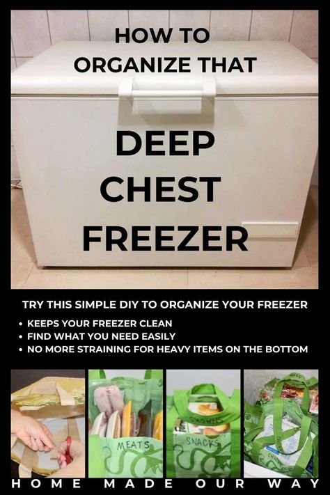 Deep Chest Freezer Organization - Home Made Our Way Deep Freezer Organization Ideas, Deep Freezer Organization, Declutter Life, Freezer Storage Organization, Chest Freezer Organization, Simply Organized, Deep Freezer, Organize Kitchen, Freezer Organization