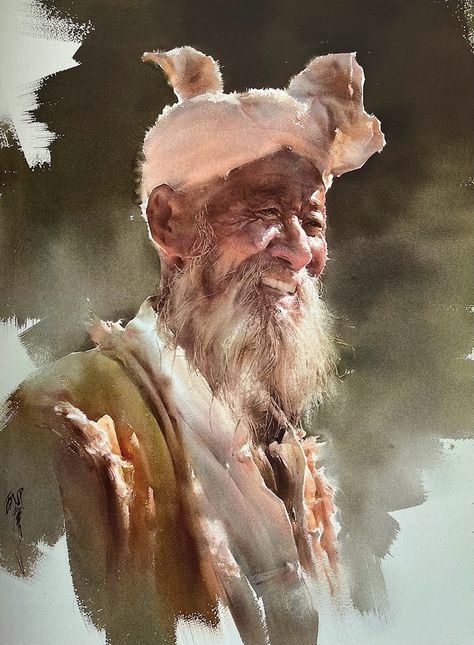 Master Watercolor Paintings, Liu Yi Watercolor, Watercolor Paintings Landscape Beautiful, Famous Watercolor Artists, Beautiful Watercolor Paintings, Master Watercolor, Famous Artists Paintings, Watercolor Face, Watercolour Portrait