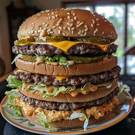 Recipes Cookery | 🌟 Homemade Big Mac Burger 🌟  | Facebook Big Mac Taco Burger, Mcdonald’s Big Mac Sauce Recipe, How To Make Mcdonald’s Big Mac Sauce, Copycat Mcdonald’s Big Mac, Homemade Big Mac, Hamburger Cheeseburger Big Mac Whopper, Lemon Blueberry Cheesecake, Special Sauce, Cheesecake Cake