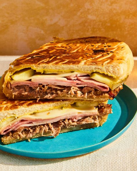 Cuban Sandwich Healthy Cuban Sandwich, Authentic Cuban Sandwich, Cuban Roasted Pork Sandwiches, Pressed Cuban Sandwich, Cuban Sandwhich, Crusty Rolls, Rolled Sandwiches, Dill Pickle Chips, Work Recipes