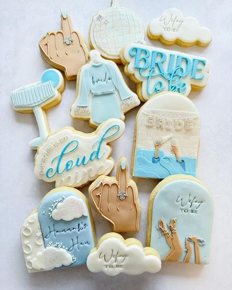 On Cloud 9 Cookies Bridal, She’s On Cloud 9, Cloud 9 Cookies, The Perfect Cookie, Bridal Shower Inspo, Perfect Cookie, Hen Do, Cloud 9, Hen Party