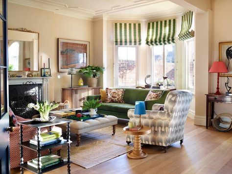 Sarah Brown on Instagram: “@rachaelsmithphotographyltd @serena_fokschaner @homesandgardensofficial” Transitional Style Decor, Bold Living Room, Sarah Brown, Upholstered Rocking Chairs, Transitional Living Room, Transitional Living, Transitional Living Rooms, Brown Interior, Chandelier In Living Room