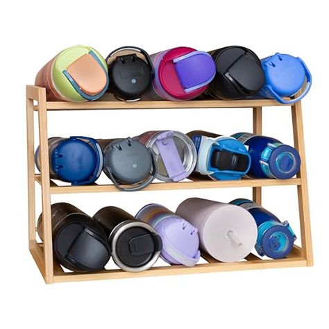 Water Bottle Organizer, Bamboo Water Bottle, Bottle Organizer, Water Bottle Organization, Traditional Home Office, Water Bottle Storage, Coffee Thermos, Reusable Water Bottles, Bottle Storage