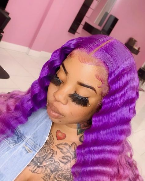 HAIR BY KESHA LLC on Instagram: “My installs don’t play you know that 😍😍color by my assistant @truucollection_ 954-663-1156” Purple Frontal Wig, Coloured Wigs, Colored Weave, Hair Acessories, Weave Ponytail Hairstyles, Weave Ponytail, Wig Colors, Wig Ideas, Hair Business