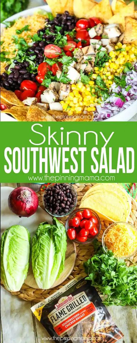 Southwestern Salad Recipes, Southwest Salad Recipe, The Pinning Mama, Southwestern Salad, Southwest Chicken Salad, Southwest Salad, Salad Vegetarian, Macro Friendly Recipes, Healthy Recipes Easy Snacks