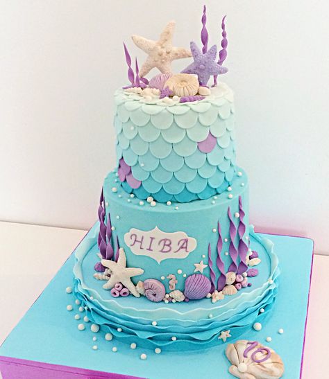 Mermaid Birthday Cake, Little Mermaid Cakes, Mermaid Theme Birthday Party, Mermaid Birthday Cakes, Sea Cakes, Sea Birthday Party, Mermaid Baby Showers, Mermaid Parties, Mermaid Theme Birthday