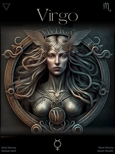 Glossy High Resolution Virgo Zodiac Poster  This poster not only is unique in its artwork but also shares with you information about this sign including its associations to its element, metal, planet, and nature along with the Symbols of each association. Your poster will also come with a paper giving you a deeper description of each of these qualities and what they stand for in your life. Learning and understanding these aspects of our sun sign can be an incredible gateway to discovering how yo Zodiak Virgo, Zodiac Signs Personality, Aquarius Symbol, Zodiac Poster, Virgo Zodiac Sign, Valentine Coloring Pages, Zodiac Signs Virgo, Zodiac Virgo, Virgo Sign