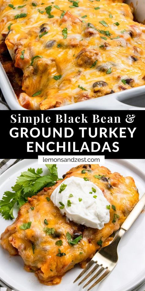 Ground Turkey Enchilada Bowl, Ground Turkey Enchiladas, Ground Turkey Recipes Healthy, Fall Favorites Recipes, Turkey Enchiladas, Sweet Potato Black Beans, Enchilada Casserole, Simple Dinner, Enchilada Recipes