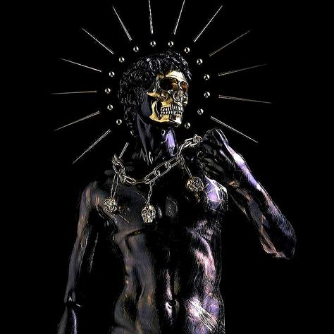 #wallpaper #roman #saint #digital #creation #art #visual #artist #halo #skull #face Black And Gold Aesthetic, Arte Punk, Wallpaper Animes, Gold Aesthetic, Beautiful Dark Art, Ethereal Art, 3d Render, Black Magic, Skull Art