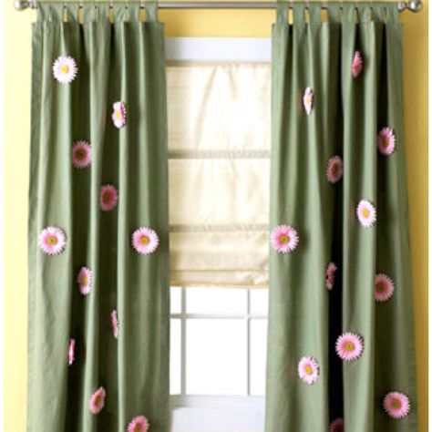 Flower power! Girls Room Curtains, Childrens Curtains, Kids Room Curtains, Sister Room, Kid Bedrooms, Chicago Interior Design, Diy Window Treatments, Window Treatments Bedroom, Window Projects