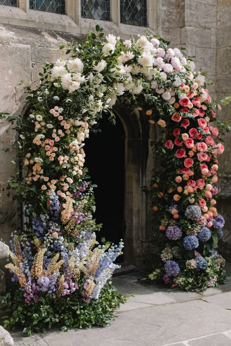 Wedding Floral Arch, Sassi Holford, Floral Arch Wedding, Colourful Wedding, Manor Wedding, Wildflower Wedding, Floral Arch, Wedding Mood Board, Wedding Aisle