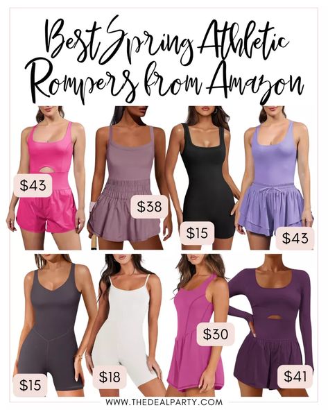 I LOVE sporty romper outfits! Workout rompers are super trendy right now and SO comfortable. If you're thinking about grabbing an athletic romper, be sure and checkout the ones on Amazon. They are the BEST. Romper Outfits, Amazon Outfits, Womens Running, Romper Outfit, Outfits Women, Amazon Fashion, Running Women, Must Haves, Onesies