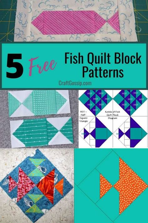 Fish Quilt Blocks Free Pattern, Quilted Fish Pattern, Fish Block Quilt Pattern, Free Fish Quilt Block Pattern, Paper Pieced Fish Quilt Patterns Free, Fish Quilting Patterns, Starfish Quilt Block, Seahorse Quilt Pattern, Fish Quilt Patterns Free