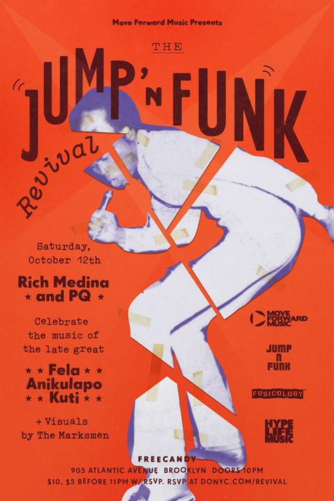 Jump 'n funk festival Collage Poster Design, Concert Flyers, Photography Coursework, Tidal Waves, Punk Poster, Jazz Poster, Retro 4, Type Posters, Sleepy Hollow