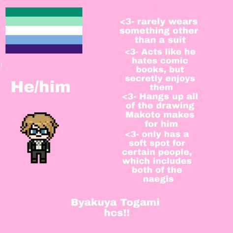 Byakuya Headcanons, Byakuya Togami Headcanons, Byakuya X Makoto, Makoto X Byakuya, Danganronpa Headcanons, Byakuya Togami, Danganronpa, Acting, Comic Books