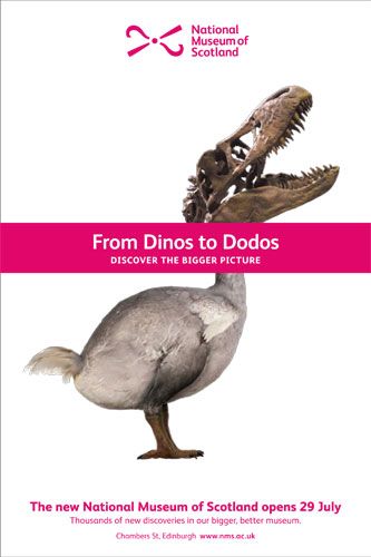 From Dinos to Dodos: one of the campaign images for the new National Museum of Scotland Gallery Advertising, Museum Marketing, Dinosaur Exhibition, Museum Branding, Dinosaur Museum, Field Museum, High Museum, Content Design, London Zoo