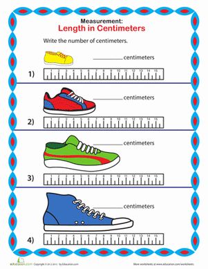 Practice measuring centimeters with your first grader as you find the length of each shoe. Measurement Kindergarten, Math Coloring Worksheets, Measurement Worksheets, Measurement Activities, Math Measurement, 1st Grade Math Worksheets, Math Words, Math Activities Preschool, Science Worksheets