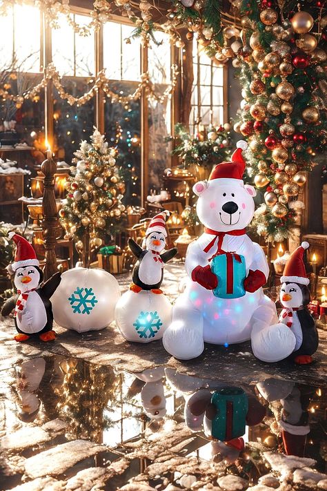 Inflatable Christmas Decorations, SHDEJTG 10FT Snowman Polar Bear Snowball Blow Up Christmas Decorations Outdoor with Colorful Rotating LED Lights, Giant Inflation for Xmas Indoor Lawn Garden Blow Up Christmas Decorations, Christmas Blow Up, Inflatable Christmas Decorations, Christmas Decorations Outdoor, Outdoor Holiday Decor, Outdoor Christmas Decorations, Holiday Decorations, Lawn Garden, Polar Bear