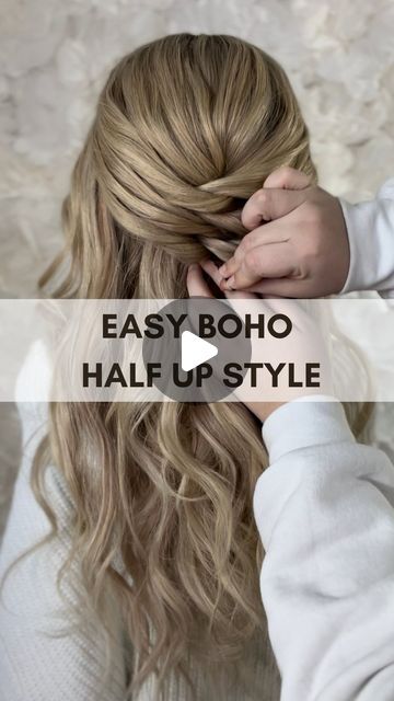 How To Half Updo, Half Hair Up Tutorials, Long Hair Updo Easy Step By Step Half Up, Wedding Hair Diy Half Up, Easy Prom Hairstyles Half Up Half Down, Long Hair Half Updo Easy, Half Up Bridesmaid Hairstyles, Diy Half Updo, Simple Wedding Hairstyles Half Up