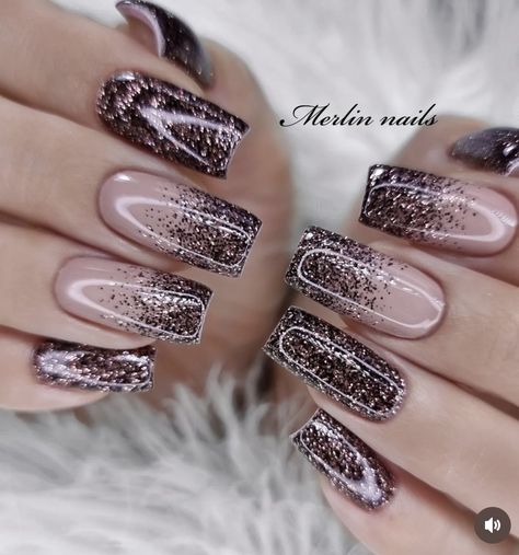 Rose Gold Sparkle Nails, Gold Sparkle Nails, Rose Gold Nails Glitter, Rose Gold Nails Design, Glitter Tip Nails, Gel Nail Polish Colors, Nagellack Trends, Special Nails, Nikki Beach