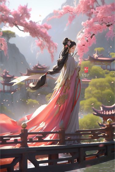 Fantasy Cherry Blossom, Art Ethereal, Hanfu Art, Japanese Art Samurai, Cherry Blossom Girl, Cherry Blossom Wallpaper, Chinese Illustration, Asian Landscape, Fantasy Life