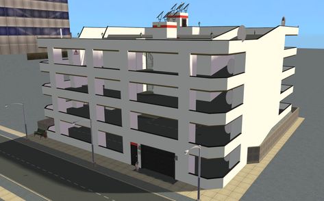 Mod The Sims - Multi-Storey Parking Lot/Garage - (No CC) Neat Tricks, Office Tower, Minecraft Building, Urban City, Parking Garage, Split Level, Building Ideas, For Sale Sign, Parking Lot