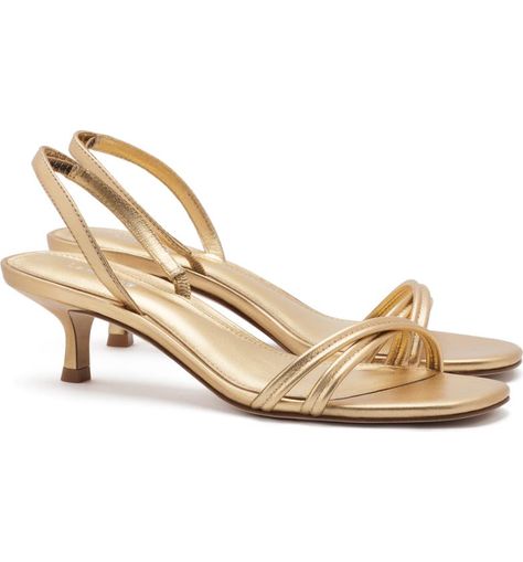 best gold strappy kitten heels Bra Alternatives, Scarf Sale, Jennifer Fisher, Slingback Sandals, Denim Shoes, Cold Weather Accessories, Flat Sneakers, Slingback Sandal, Metallic Leather