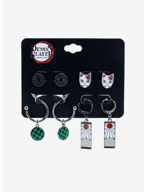 Demon Slayer: Kimetsu No Yaiba Tanjiro Earring Set | Hot Topic Demon Slayer Stuff To Buy, Tanjiro Earring, Demon Slayer Earrings, La Jewelry, Anime Earrings, Bracelets Patterns, Tanjiro Kamado, Diy Bracelets Patterns, Demon Slayer Kimetsu No Yaiba