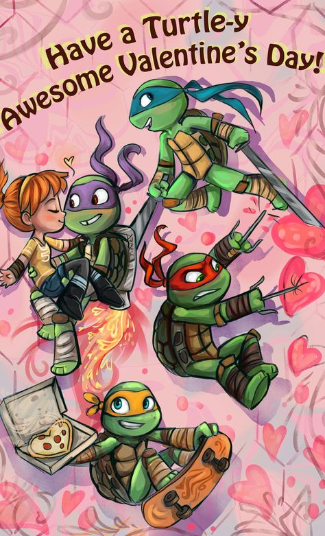 Turtle Valentine by sharpie91.deviantart.com on @deviantART Ninja Turtle Coloring Pages, Turtle Coloring Pages, Turtley Awesome, Tmnt Comics, The Turtles, Tmnt Turtles, Turtle Art, Tmnt 2012, Mutant Ninja