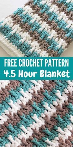 Crochet Striped Blanket Pattern, Striped Crochet Blanket, Baby Boy Crochet Blanket, Crochet Throw Pattern, Chunky Crochet Blanket, Crochet Blanket Pattern Easy, Crochet Quilt, Crochet Stitches For Beginners, Crochet Patterns Free Blanket