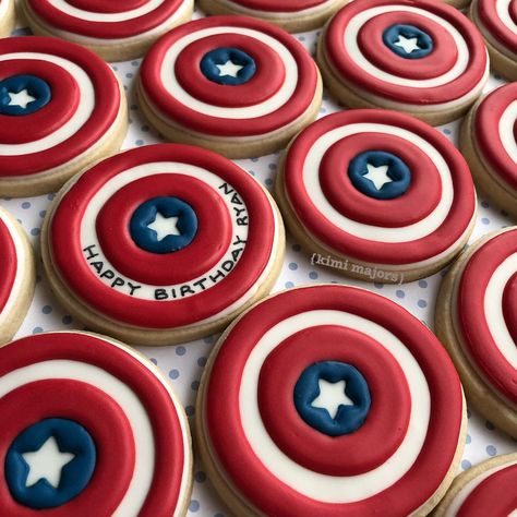 Cookie Majors {kimi majors} on Instagram: “Captain America cookies for Ryan! . . . #captainamericacookies…” America Cookies, Milk And Cookies, Milk N Cookies, Fake Bake, Captain America, Milk, On Instagram, Instagram