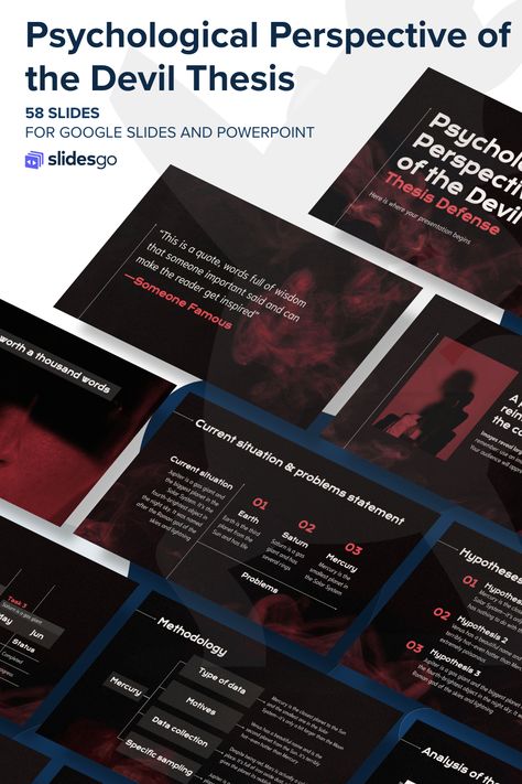 Psychological Perspective of the Devil Thesis Defense Psychology Powerpoint Templates, Dark Presentation, Powerpoint Slide Design, Thesis Defense, Dark Psychology, Powerpoint Slide Designs, Proposal Design, Education Templates, Brand Presentation