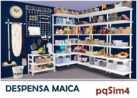 PQSims4: Pantry Maica • Sims 4 Downloads Pantry Furniture, Sims 4 Kitchen, Die Sims 4, Sims Baby, The Sims 4 Pc, Sims 4 Clutter, Sims 4 Game Mods, Kitchen Clutter, Ikea Bedroom