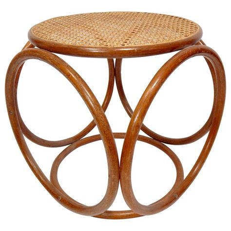 Thonet Bentwood and Cane Stool Ottoman Mid Century at 1stDibs | thonet ottoman, bentwood footstool, bentwood ottoman Cane Stool, Stool Ottoman, Ottoman, Mid Century, For Sale, Furniture