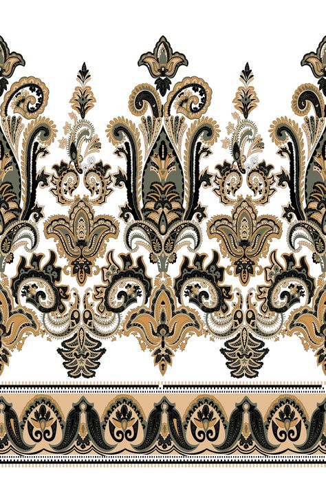 Ibb Design, Baroque Border, Geometric Borders, Png Motifs, Digital Border, Paisley Motifs, Gala Design, Beautiful Flower Drawings, Design Pattern Art