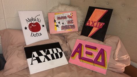 #Biglittlecanvas, #alphaxideltacanvas #axid #alphaxidelta Alpha Xi Delta Canvas Painting, Axid Canvas Alpha Xi, Sorority Canvases, Big Little Canvas, Sigma Delta Tau, Sorority Canvas, Mama Bird, Tri Delta, Alpha Xi Delta