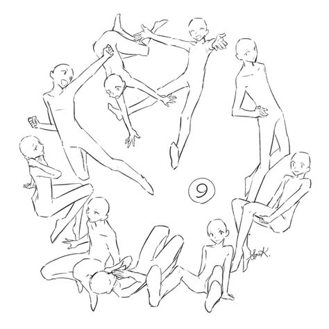 7 Person Group Pose Drawing, Group Pose, Manga Poses, Person Drawing, 캐릭터 드로잉, Arte Sketchbook, Poses References, Art Poses, Anime Poses Reference