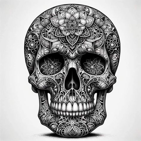 Geometric Tattoo Skull, Black Crow Tattoos, American Traditional Tattoo Ideas, Traditional Tattoo Ideas, Geometric Sleeve Tattoo, African Tattoo, Skull Sleeve Tattoos, Skull Art Drawing, Sugar Skull Tattoos