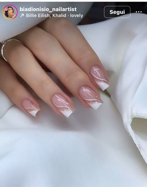 Elegant Simple Nail Designs, Round Nails Designs Classy, Dusty Rose Nails Design Wedding, White Nail Tips With Design, Graduation Nails Ideas Short, French Nails With Accent Nail, Neutral Nails French Tips, Unique Acrylic Nails 2024, New Years Acrylic Nails Design