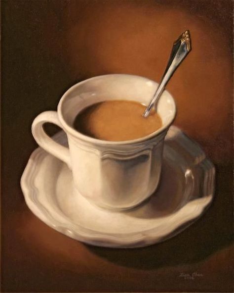 Still life - Lisa Ober Life Drawing Reference, Still Life Paintings, Coffee Painting, Food Painting, Life Paintings, Still Life Drawing, Artist House, Painting Still Life, Hyperrealism