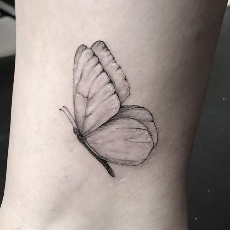 One Sided Butterfly Tattoo, Morphing Butterfly Tattoo, Butterfly Profile Tattoo, Butterfly Tattoo Closed Wings, Side Profile Butterfly Tattoo, Sideways Butterfly Tattoo, Closed Butterfly Tattoo, Butterfly Flying Tattoo, Butterfly Side Tattoo