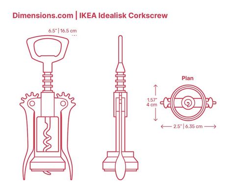 The IKEA Idealisk Corkscrew may have an old fashion design, but this Scandinavian design doesn’t stop it from being robust, functional, and of exceptionally good quality and good value for money. It is composed of zinc, nickel-plated. The handle can also function as a bottle opener, hence making this corkscrew versatile. Downloads online #drinkware #objects #corkscrew Mechanical Objects Drawing, Tools Drawing Mechanical, Drawing Mechanical Parts, Corkscrew Drawing, Furniture Design Sketches, Corkscrews, Wine Bottle Opener, Industrial Design Sketch, Cad Drawing