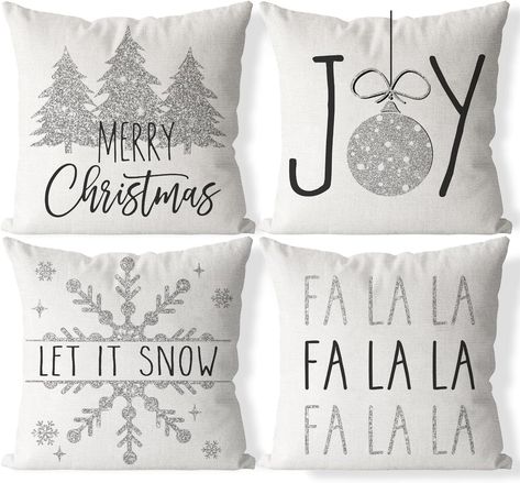 Xmas Throw Pillows, Xmas Color, Xmas Pillows, Bed Chair, Christmas Decorations Living Room, White Christmas Decor, Christmas Living Rooms, Christmas Pillows, Chair Sofa