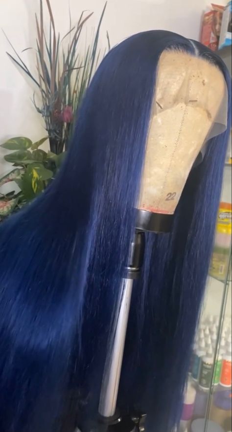 Midnight Blue Hair, Blue Lace Front Wig, Royal Blue Hair, Navy Blue Hair, Blue Black Hair, Dark Blue Hair, Frontal Wig Hairstyles, Birthday Hairstyles, Hair Therapy